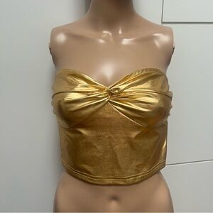 SHEIN Gold Strapless Crop Top